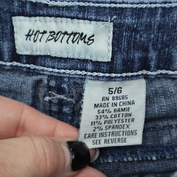 Hot Bottoms Pants Womens 5 Blue Mid Rise Straight Cut Flat Front Jeans - Picture 2 of 16